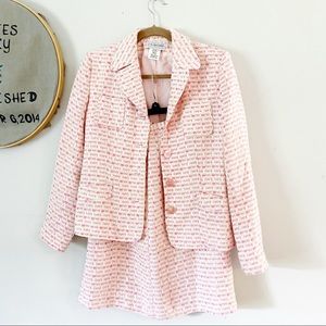 JG Hook Pink Boucle Tweed Matching Suit Set Sz 8